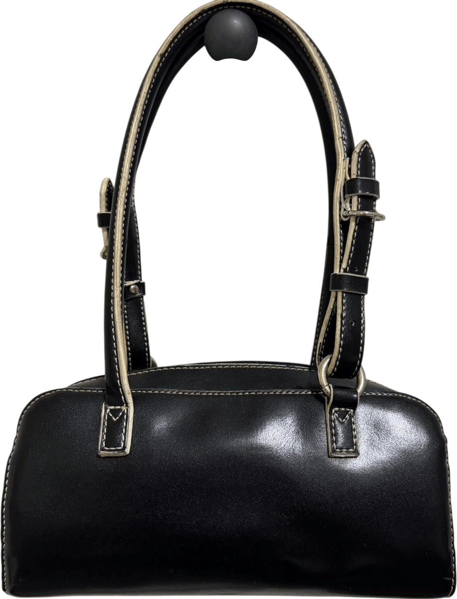 Black Handbag with Contrast Stitching