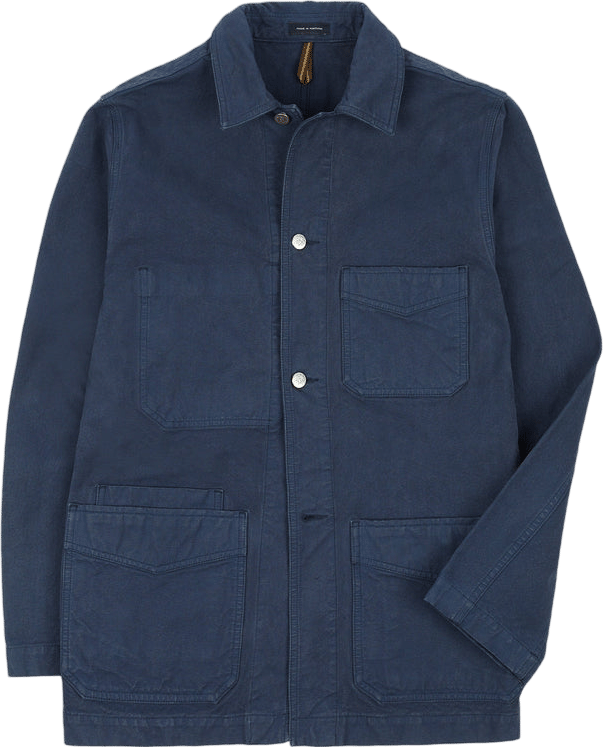 Drakes Navy Cotton Duck Canvas Chore Jacket
