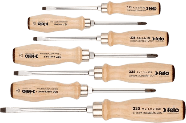 Felo Wood Handle Screwdriver Set