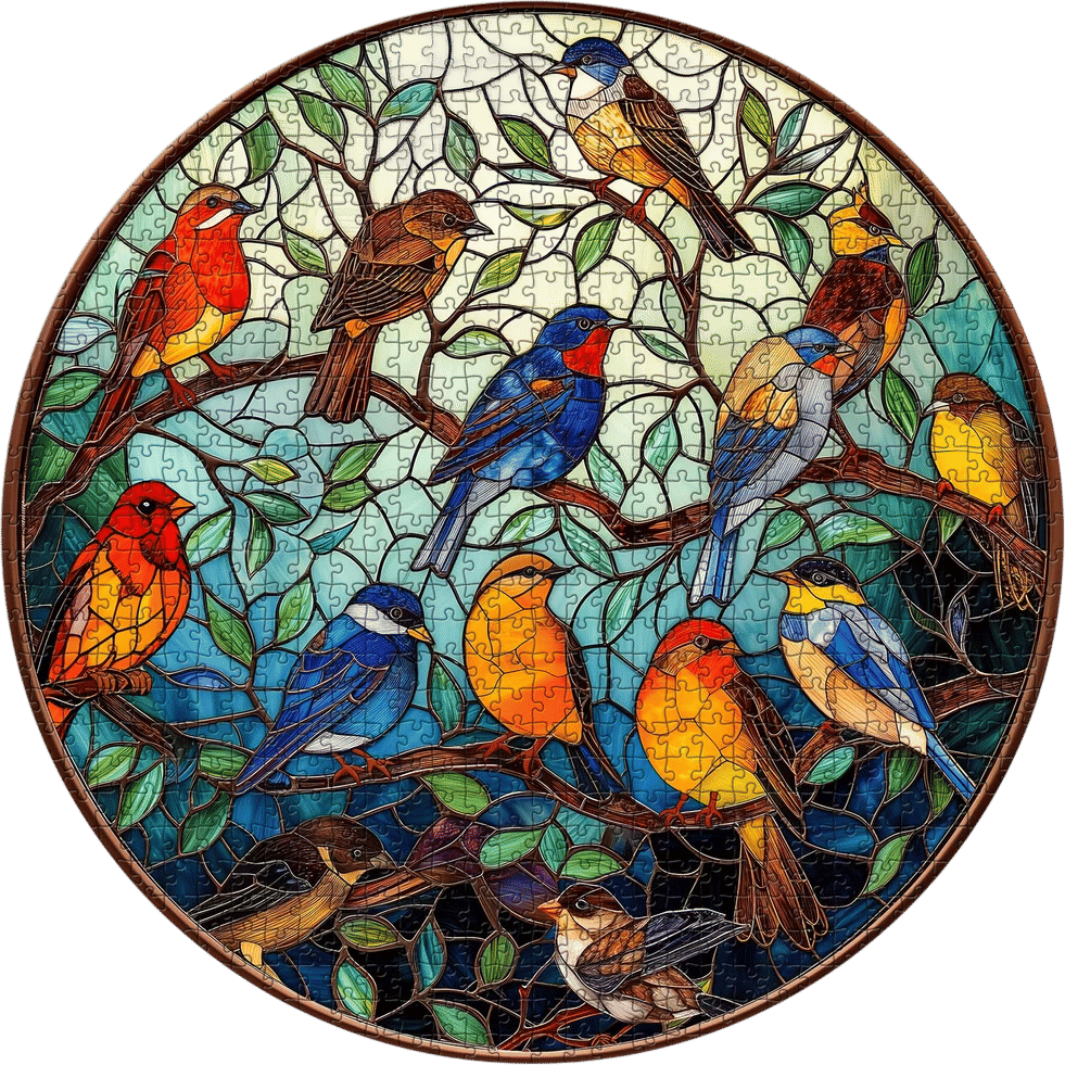 Stained Glass Bird Puzzle (1000 Pieces)