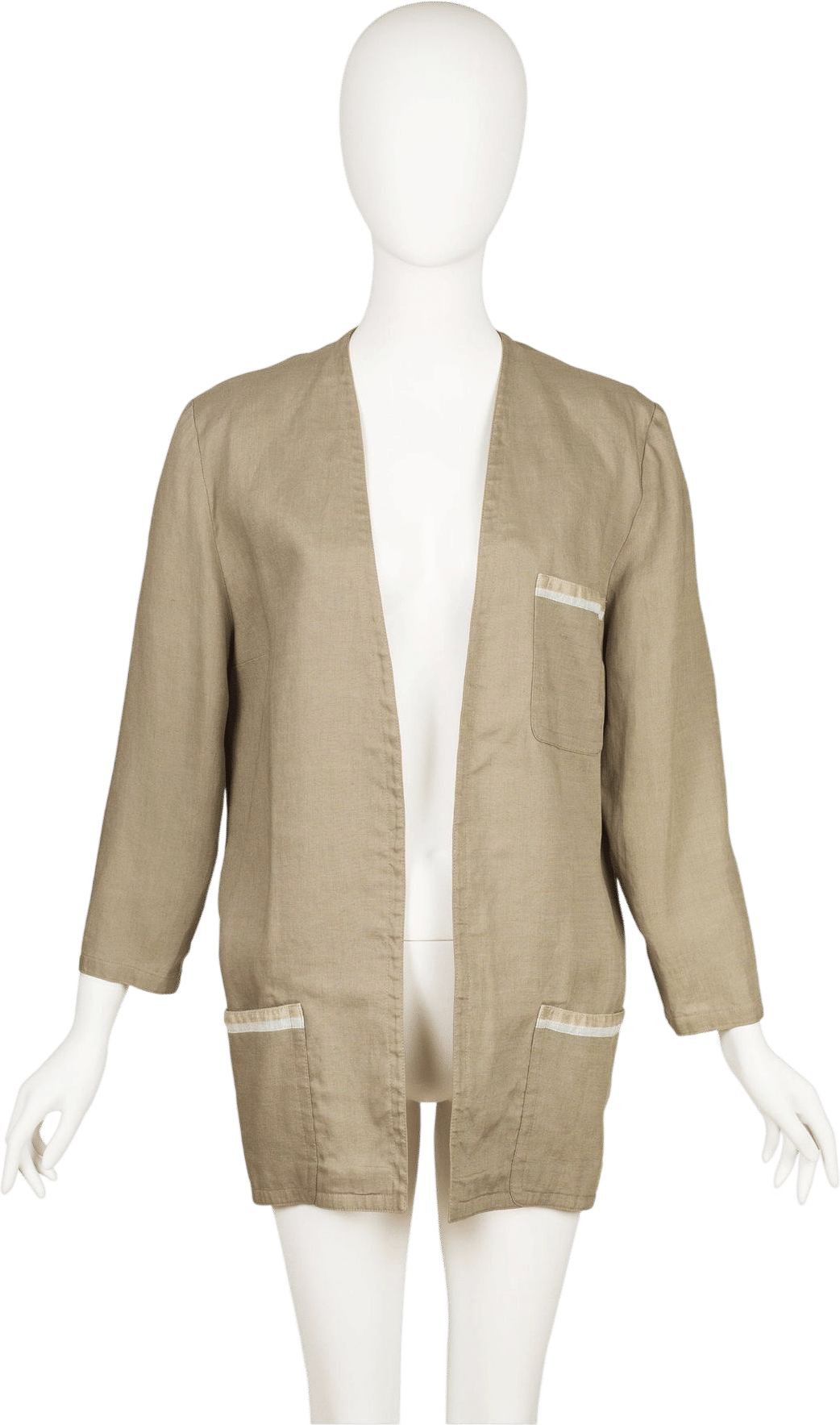 Yannis Travassaros 1970s Sage Linen Open-Style Light Jacket XL