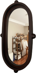 Wooden Oval Mirror with Dots: Big