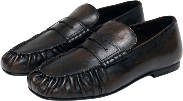 Aven Vintage Effect Brown Leather Loafers