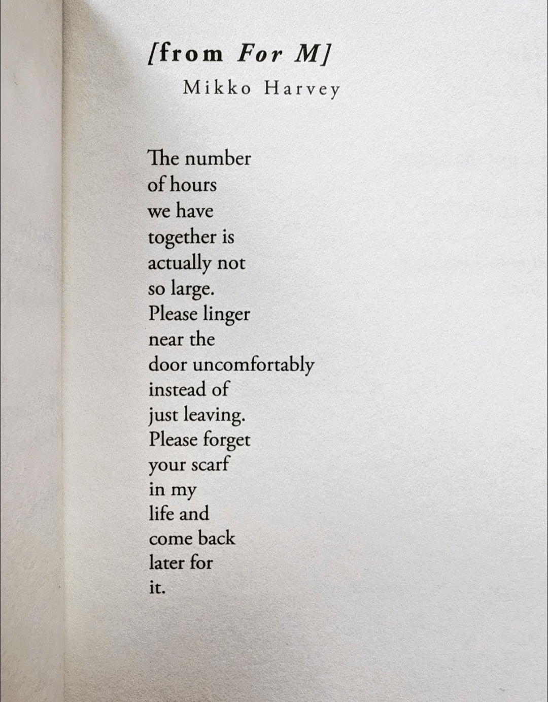 For M (Mikko Harvey)