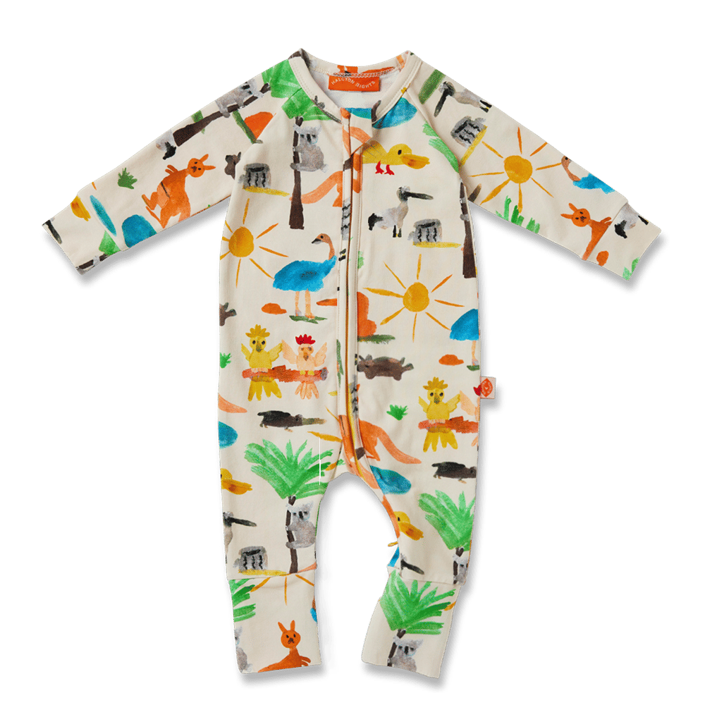 nostalgic australiana print baby romper
