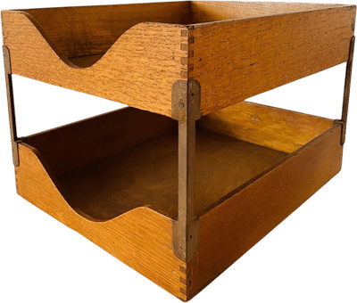 1950s Globe Wernicke Wood Double Letter Tray
