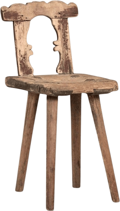 Primitive Swedish Chair in Remnants of Original Red Paint