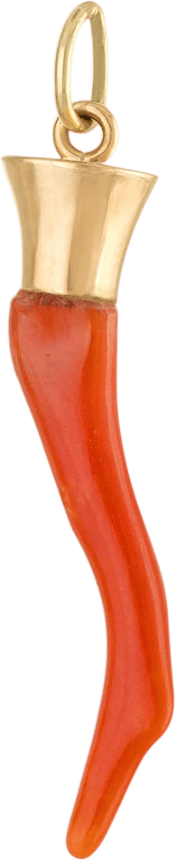 Vintage Charmco Coral Horn 14k Gold Charm