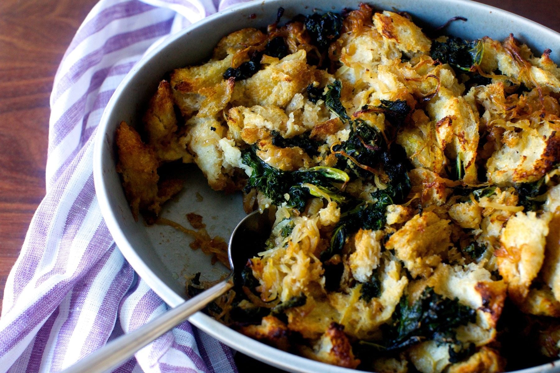 Kale & Caramelized Onion Stuffing Recipe