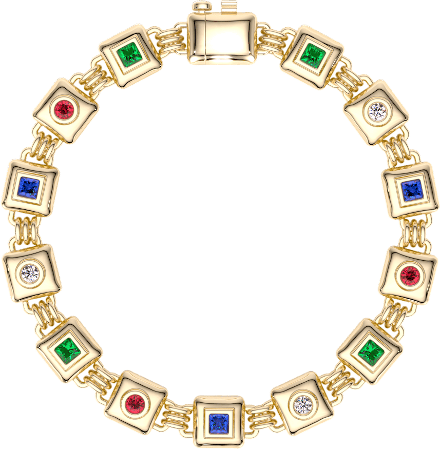 Mosaic Square Link Bracelet