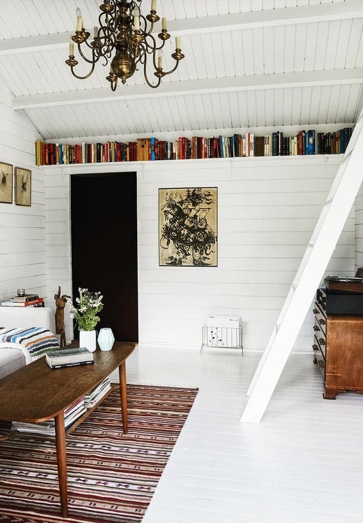One really high, really long book shelf