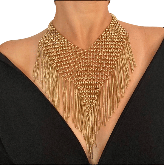 Monet Gold Fringe Statement Necklace