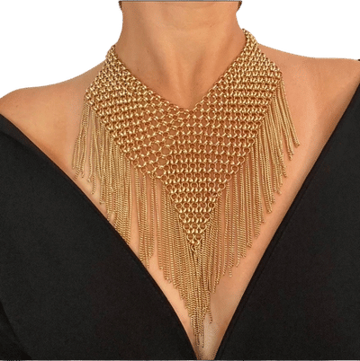 Monet Gold Fringe Statement Necklace