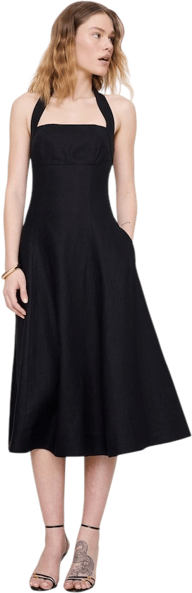 Linen Halter Midi Dress