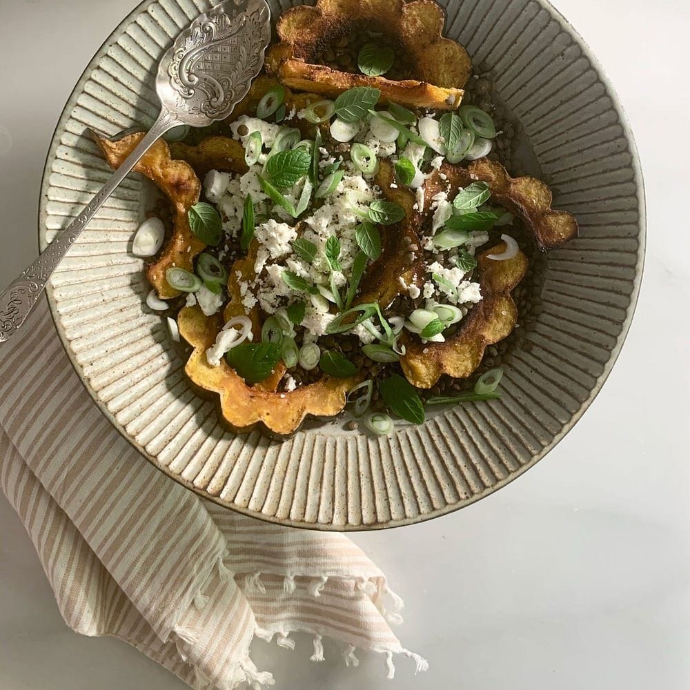 Lentils, Feta, and Acorn Squash Recipe