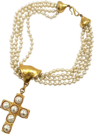 Pearl & Crucifix Necklace