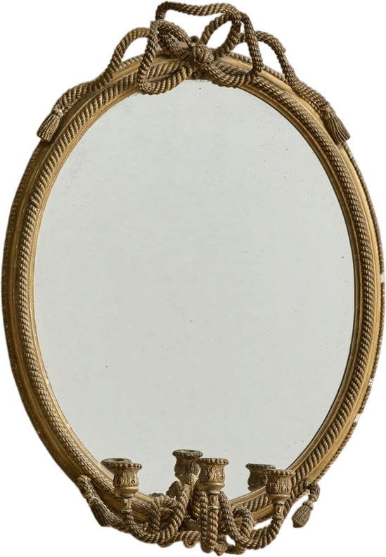 19th Century Oval Tassel Mirror