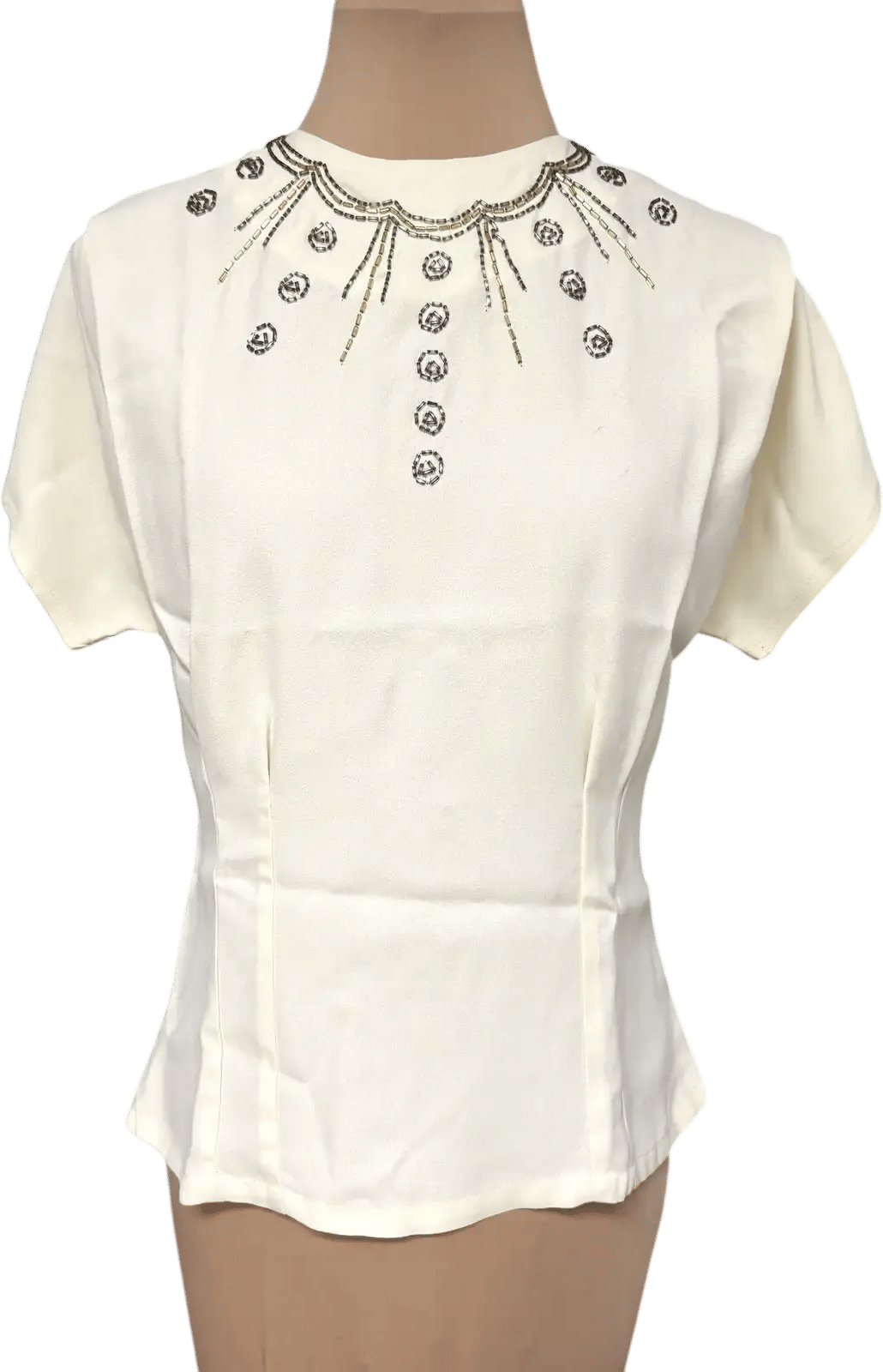 Vintage Hand-Beaded Short Sleeved Blouse