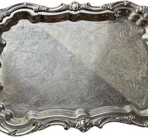 Vintage Silverplate Tray with Scalloped Edge