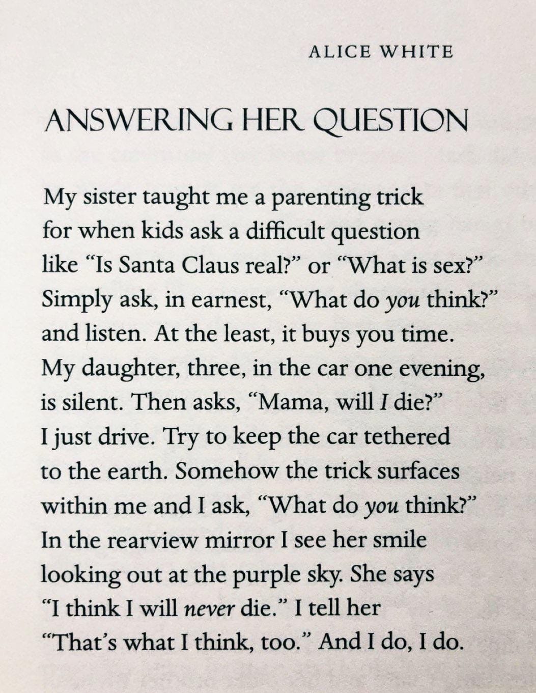 Answering Her Question (Alice White)