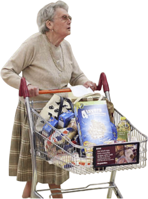 Chatting up elderly people at the grocery store