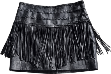 Lamb Leather Tassel Mini Skirt