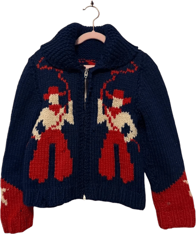 Vintage 1950s Hand Knitted Cowichan Cowboy Sweater