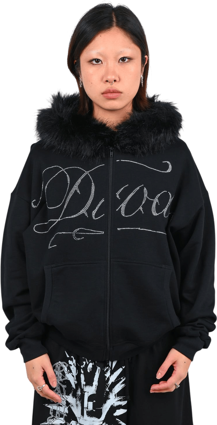 SLAMROSS1000 'Diva' Fur Trim Zip Hoodie