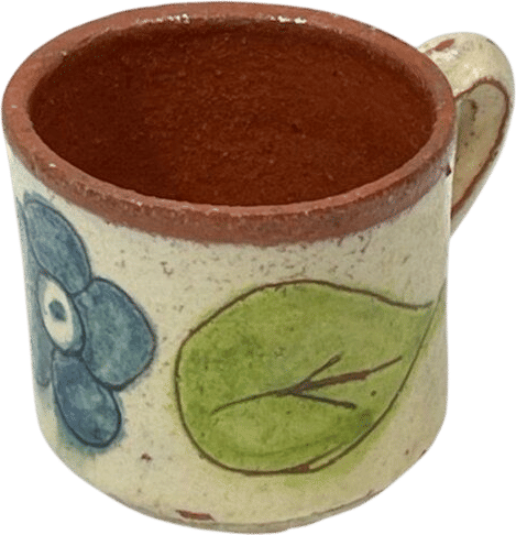 VTG Pottery Art Mini Floral Mug Cup w/Handle Handmade Portugal 2"