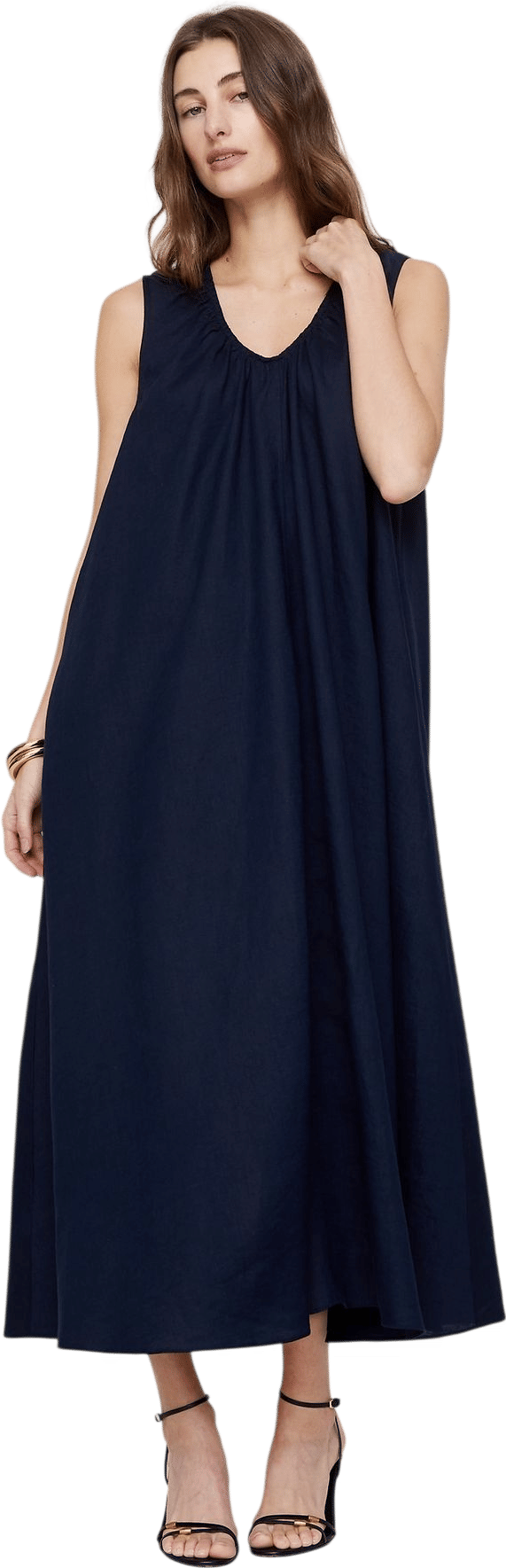 Linen Scoop-Neck Maxi Dress