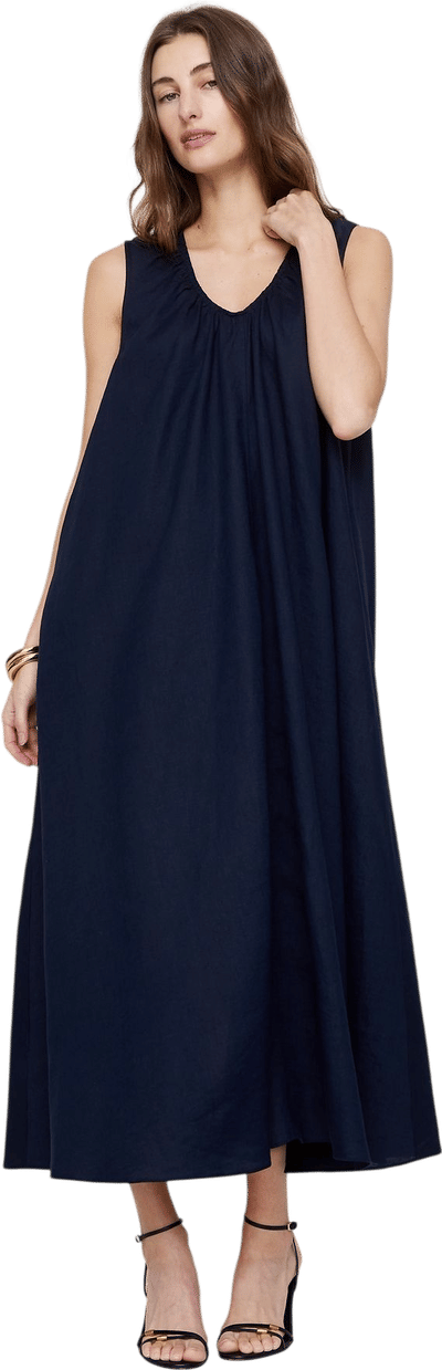 Linen Scoop-Neck Maxi Dress