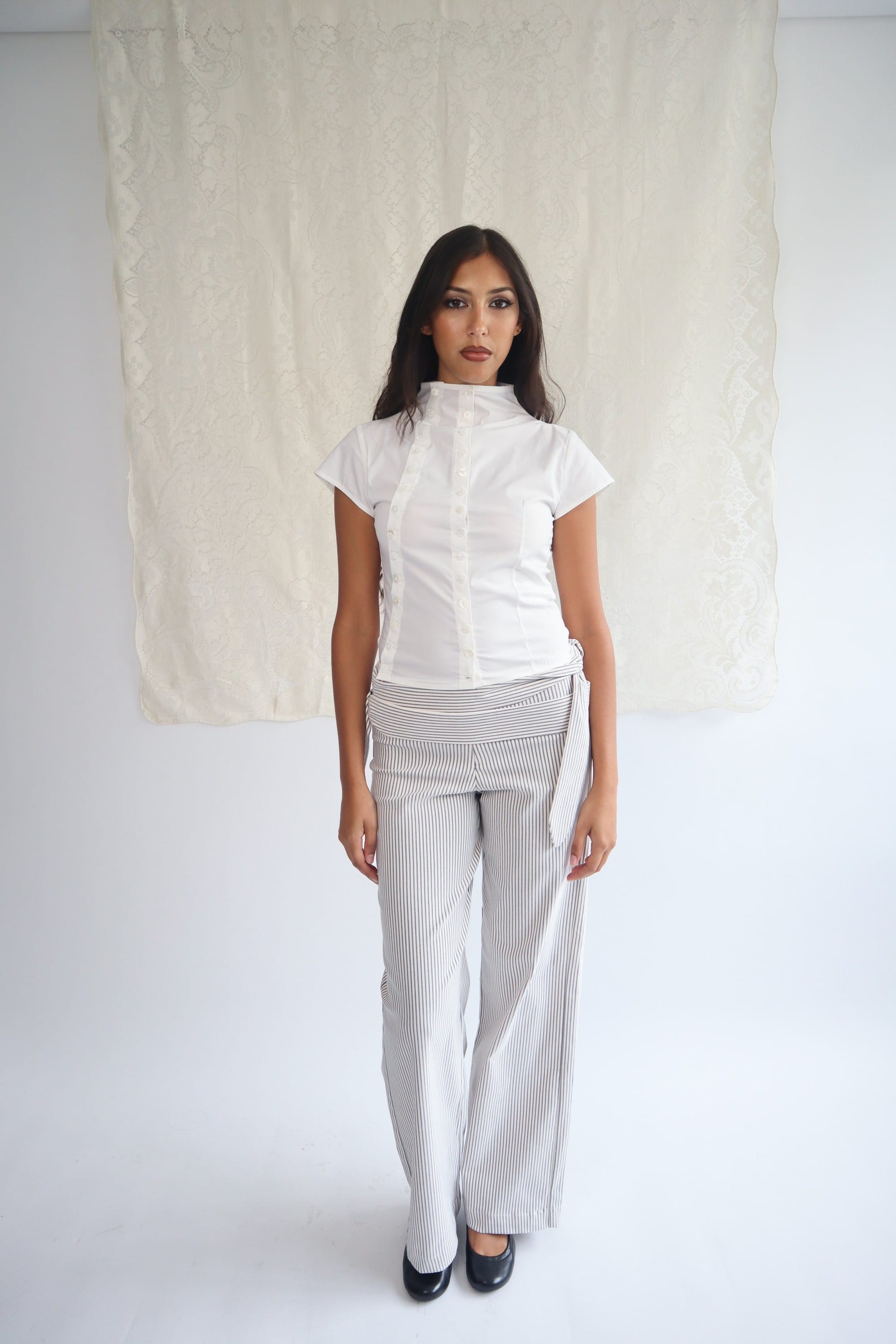 The Poet Shirt Cap Sleeve White