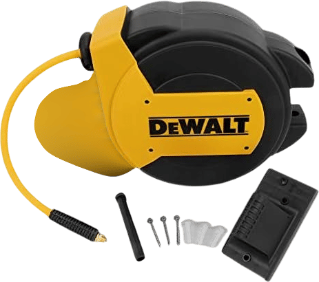 DEWALT 3/8 in. x 50 ft. Enclosed Air Hose Reel, Automatic, Retractable Air Hose Reel, 300 PSI MAX, Durable Retractable Air Hose for Efficient Use in Workshops and Garages