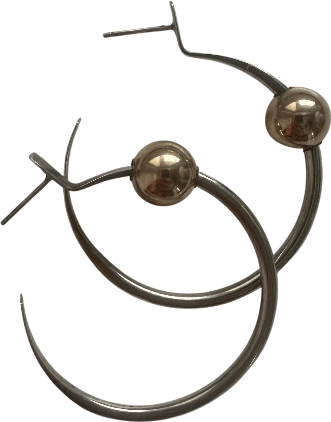 Modernist Sterling and Gold Hoops