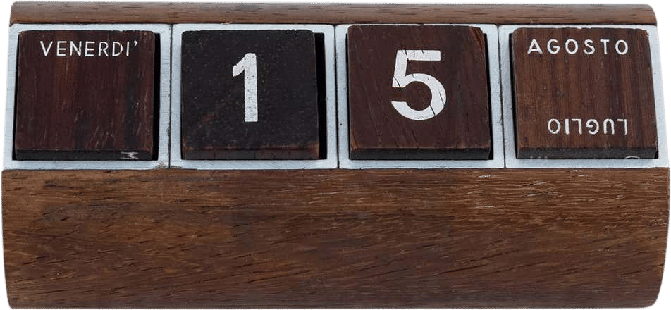 1970s Italian Wood & Aluminum Perpetual Calendar