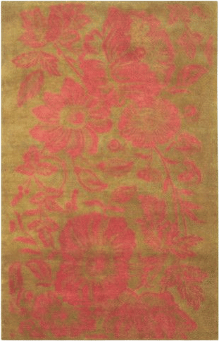 Vintage wool bright pink floral on brown rug