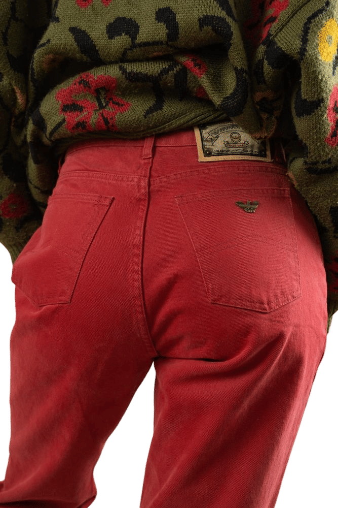 Vintage Armani High Waisted Burgundy Red Pants Mom Jeans Size S Beige Cotton Pants 80s 90s - Etsy