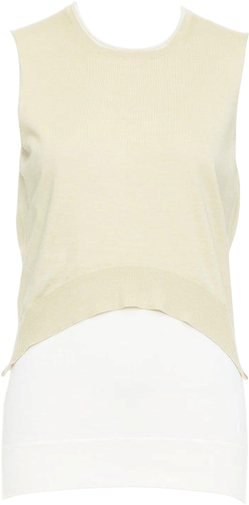 OLD CELINE Phoebe Philo cream silk cotton layered cream knitted top S