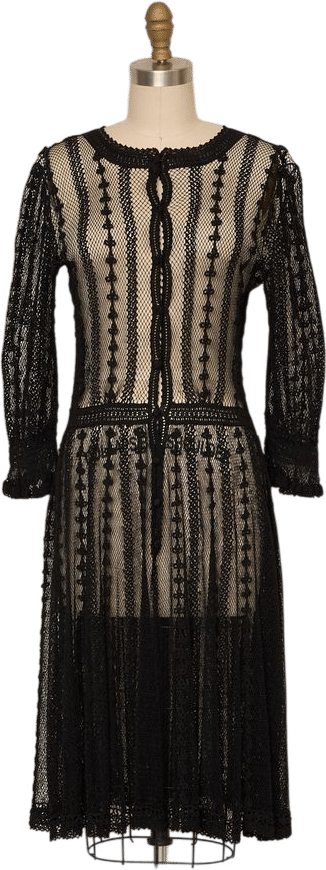 Vintage Crochet Black Dress | Khata Space