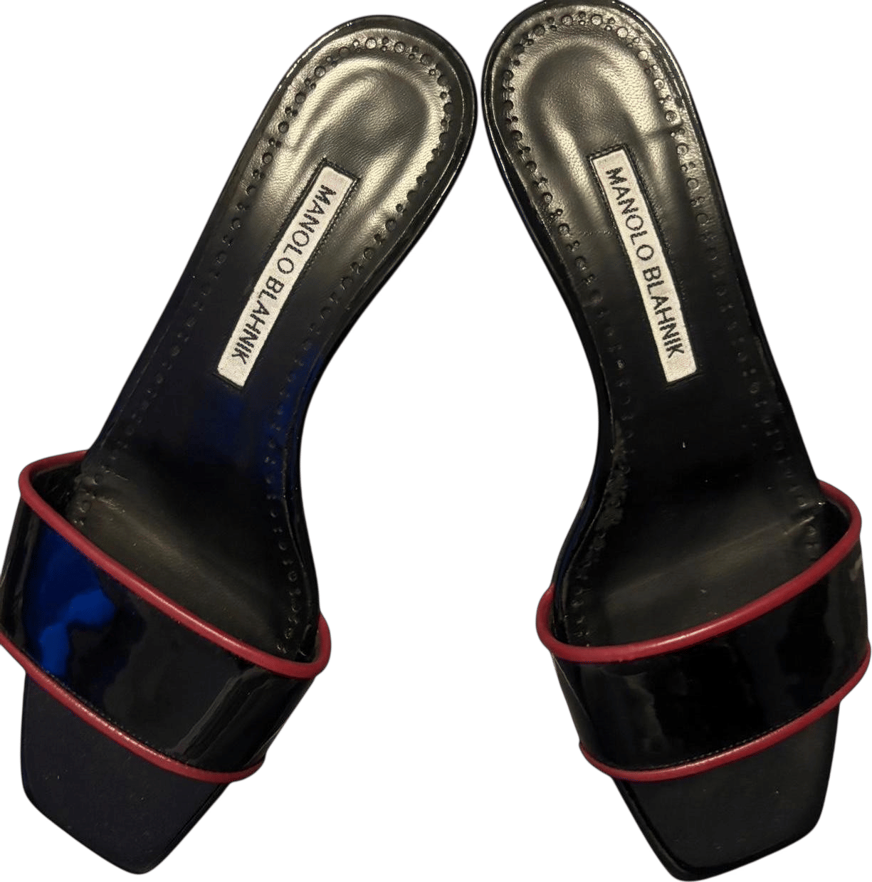 Manolo Blahnik Women's Black and Blue Mules