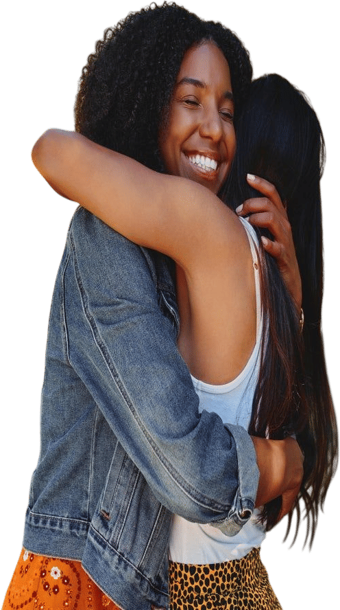 A) Sending you a hug, B) Out of sight, out of mind!