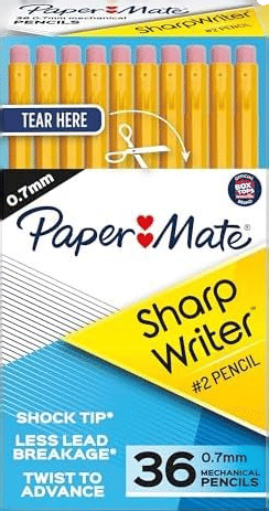 Paper Mate SharpWriter Mechanical Pencils | 0.7 mm #2 Pencil | Pencils for School Supplies, Yellow, 36 Count