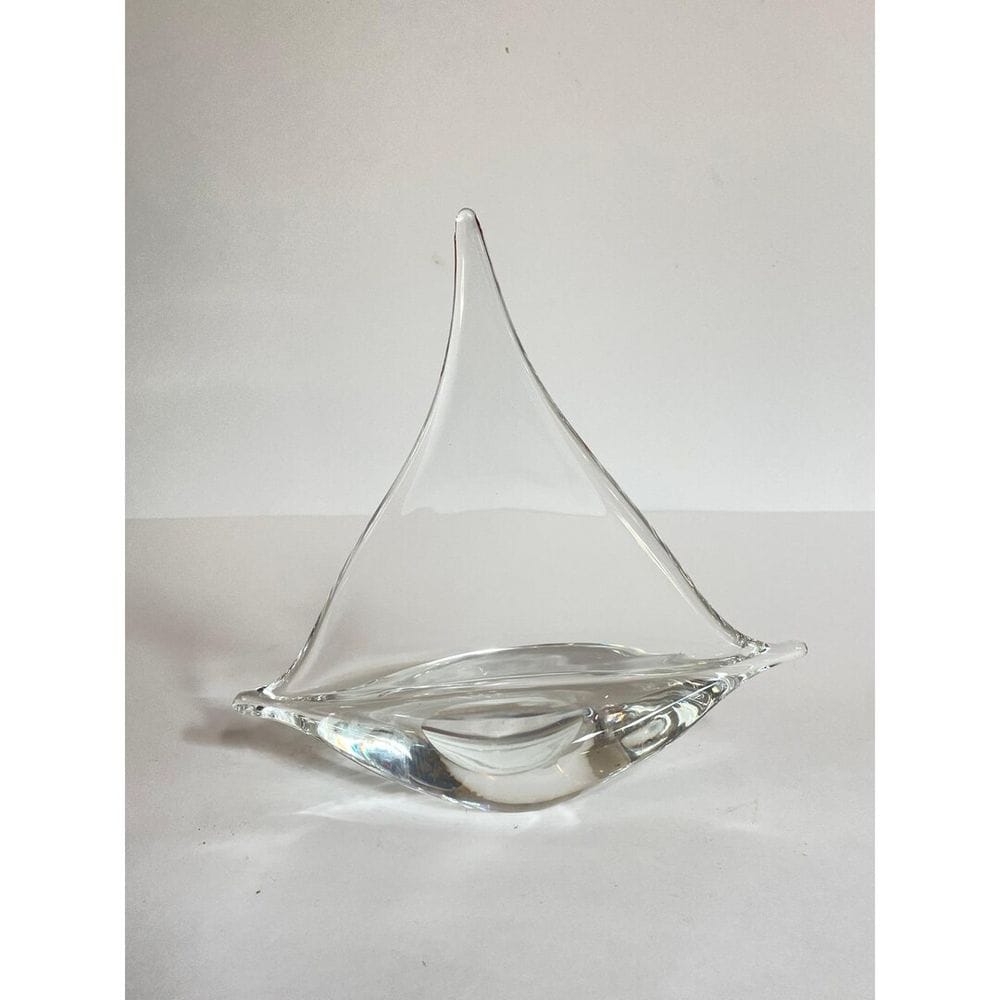 Vintage MCM Clear Art Glass Sailboat Sculpture 8.5" - Etsy