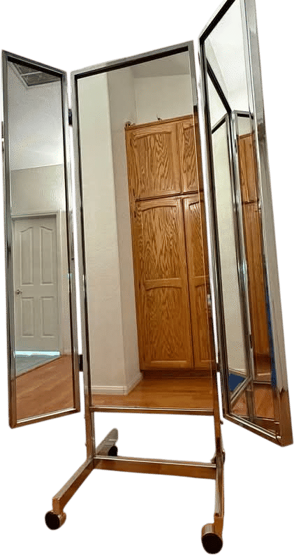 Vintage Mid-Century Modern Three-Panel Dressing Mirror