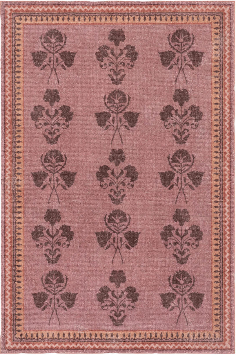 Floris Floral Wool-Blend Rug | Pink