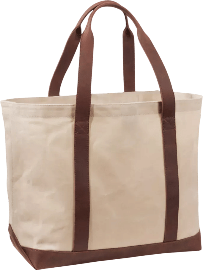Leather-Trim Waxed Canvas Tote | LLBean
