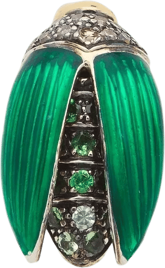 Tsavorite & Diamond Mini Scarab Stud Earring