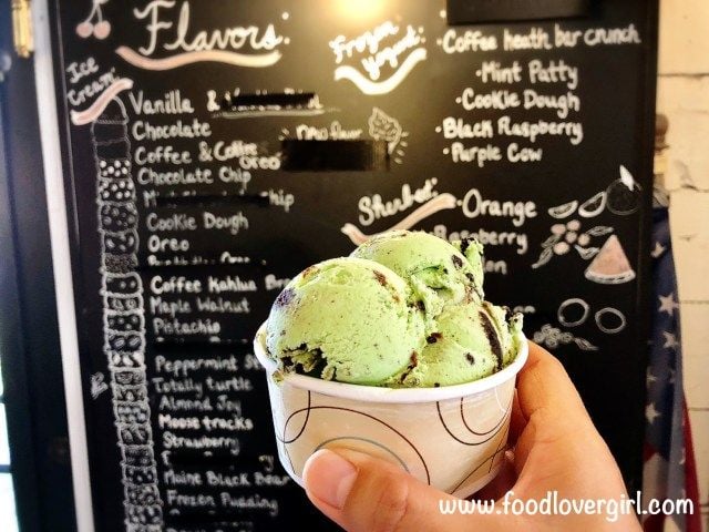 green monster ice cream from eulinda’s in falmouth, MA