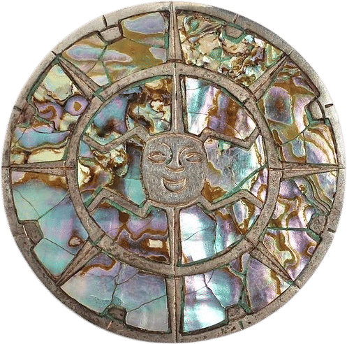Vintage Taxco Abalone Sterling Silver Sun Pendant Brooch