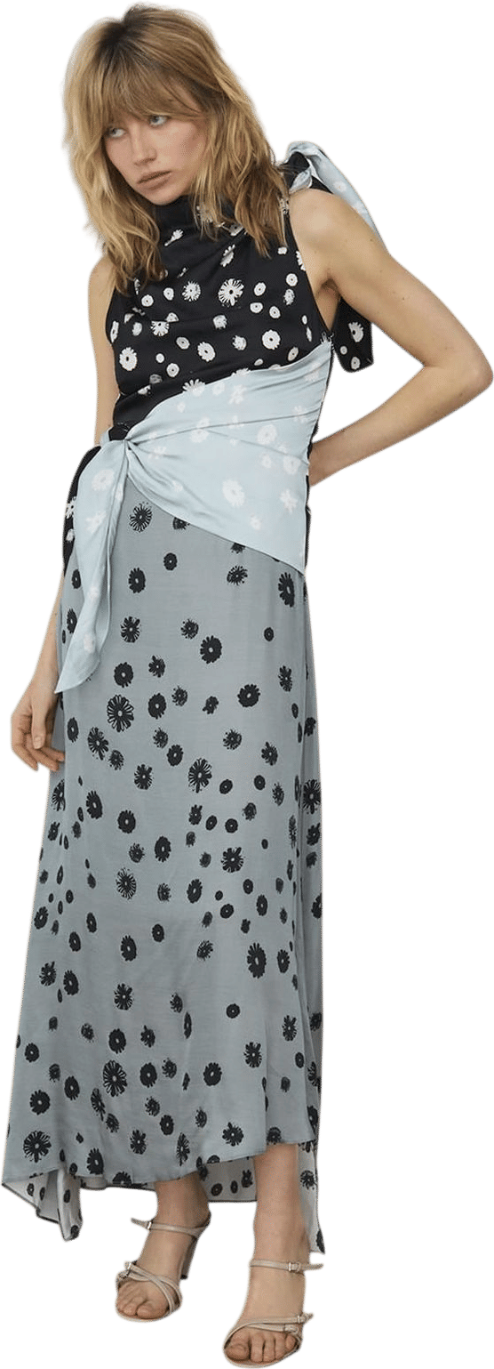 LAAGAM Yanet Grey Wrapped Midi Dress